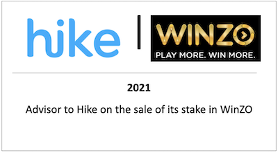 Advisor to Hike on the sale of its stake in WinZO
