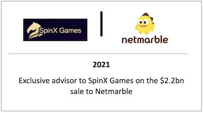 Exclusive advisor to SpinX Games on the $2.2bn sale to Netmarble