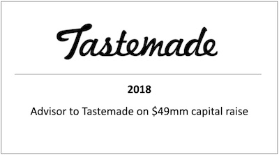 Advisor to Tastemade on $49 million capital raise