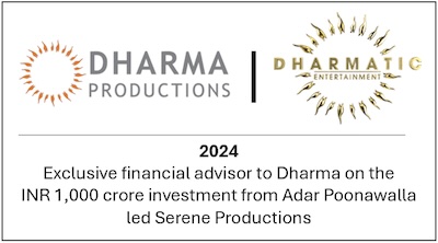 Exclusive financial advisory to Dharma on the INR 1,000 crore investment from Adar Poonawalla led Serene Productions